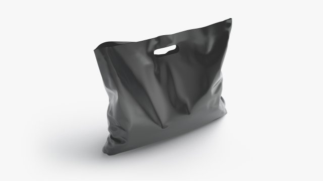 Black Wide Die-cut Plastic Bag - handle packet stand 3D Model .c4d .max .obj .3ds .fbx .stl .blend 