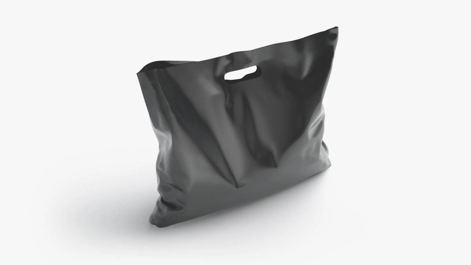Black Wide Die-cut Plastic Bag - handle packet stand 3D Model .c4d .max .obj .3ds .fbx .stl .blend 