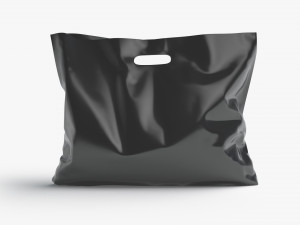 Black Wide Die-cut Plastic Bag - handle packet stand 3D Model
