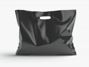 Black Wide Die-cut Plastic Bag - handle packet stand 3D Model