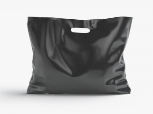 Black Wide Die-cut Plastic Bag - handle packet stand 3D Model