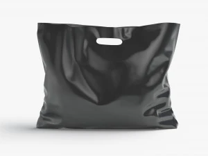 Black Wide Die-cut Plastic Bag - handle packet stand 3D Model