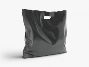 Black Wide Die-cut Plastic Bag - handle packet stand 3D Model