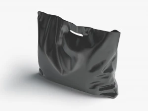 Black Wide Die-cut Plastic Bag - handle packet stand 3D Model
