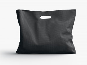 Black Wide Die-cut Plastic Bag - handle packet stand 3D Model