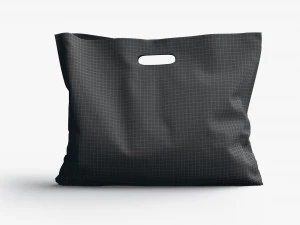 Black Wide Die-cut Plastic Bag - handle packet stand 3D Model