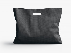Black Wide Die-cut Plastic Bag - handle packet stand 3D Model