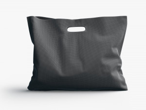 Black Wide Die-cut Plastic Bag - handle packet stand 3D Model