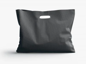 Black Wide Die-cut Plastic Bag - handle packet stand 3D Model