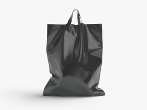 Black Loop Handle Plastic Bag - shop carry packet stand 3D Model
