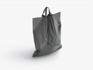 Black Loop Handle Plastic Bag - shop carry packet stand Model 3D