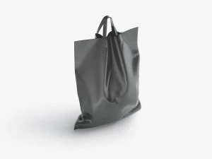 Black Loop Handle Plastic Bag - shop carry packet stand 3D Model