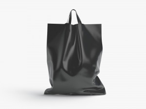 Black Loop Handle Plastic Bag - shop carry packet stand Model 3D
