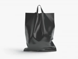 Black Loop Handle Plastic Bag - shop carry packet stand 3D Model