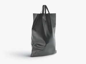 Black Loop Handle Plastic Bag - shop carry packet stand 3D Model