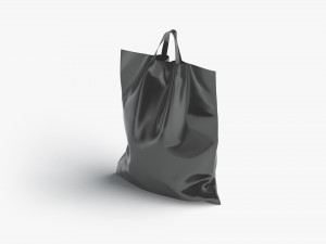 Black Loop Handle Plastic Bag - shop carry packet stand Model 3D