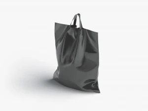 Black Loop Handle Plastic Bag - shop carry packet stand 3D Model