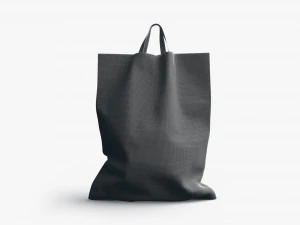 Black Loop Handle Plastic Bag - shop carry packet stand 3D Model