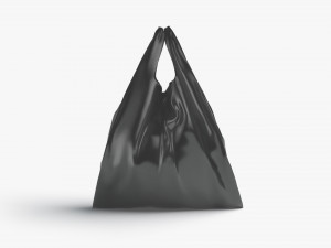 Black T-shirt Plastic Bag - handle packet stand 3D Model