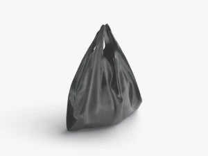 Black T-shirt Plastic Bag - handle packet stand 3D Model