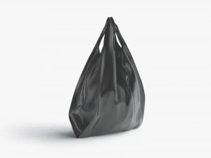 Black T-shirt Plastic Bag - handle packet stand 3D Model
