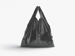 Black T-shirt Plastic Bag - handle packet stand 3D Model