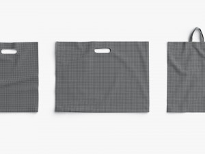 3 Black Plastic Bag Lying - handle packet shapes set Model 3D