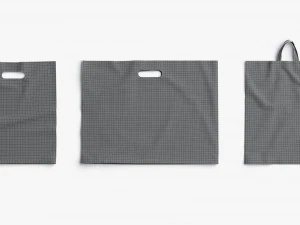3 Black Plastic Bag Lying - handle packet shapes set 3D Model