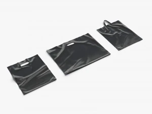 3 Saco pl&aacute;stico preto deitado - conjunto de formas de pacote com al&ccedil;a Modelo 3D