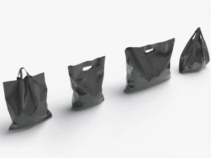 4 Black Plastic Bag Stand - handle packet shapes set 3D Model