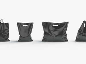 4 Black Plastic Bag Stand - handle packet shapes set 3D 模型