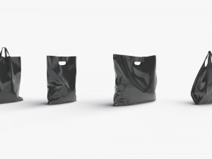 4 Black Plastic Bag Stand - handle packet shapes set 3D 模型