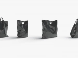 4 Black Plastic Bag Stand - handle packet shapes set 3D Model