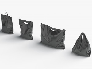 4 Black Plastic Bag Stand - handle packet shapes set 3D 模型