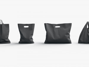 4 Black Plastic Bag Stand - handle packet shapes set 3D 模型