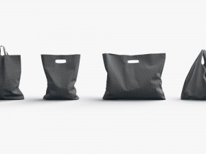4 Black Plastic Bag Stand - handle packet shapes set 3D 模型