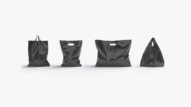 4 Black Plastic Bag Stand - handle packet shapes set 3D 模型 .c4d .max .obj .3ds .fbx .stl .blend 