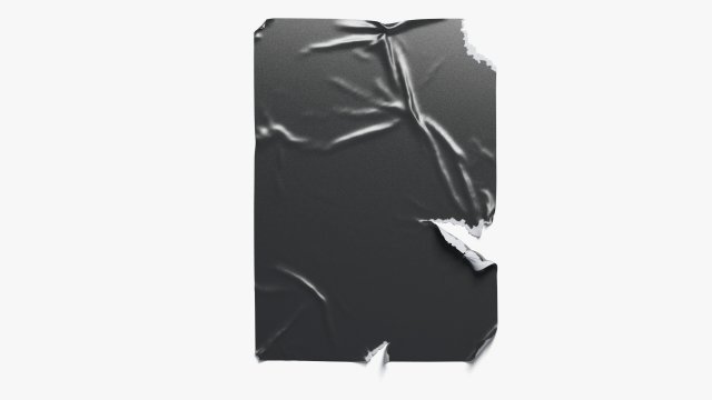 Black Torn Wheatpaste Poster - paper wrinkled glued affiche 3D Модель .c4d .max .obj .3ds .fbx .stl .blend 