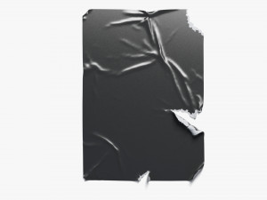 Black Torn Wheatpaste Poster - paper wrinkled glued affiche 3D Model