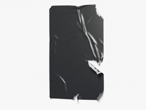 Black Torn Wheatpaste Poster - paper wrinkled glued affiche 3D Модель