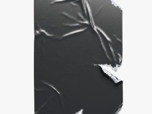 Black Torn Wheatpaste Poster - paper wrinkled glued affiche 3D Модель