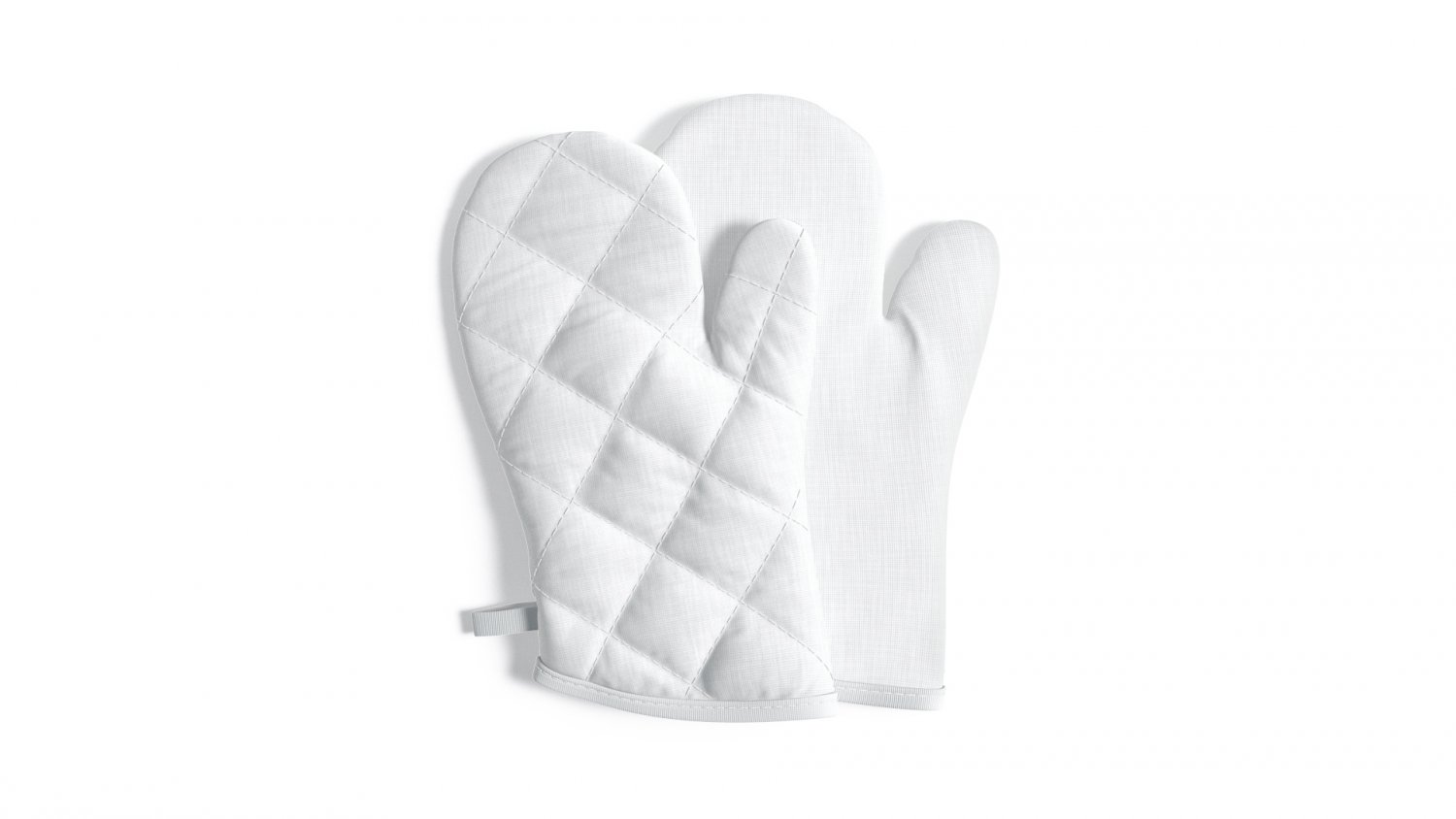 White Oven Mitten - kitchen linen gloves potholders 3D Model in