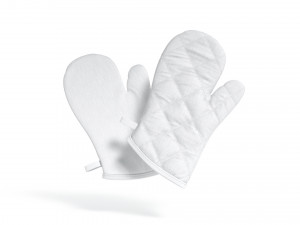 White Oven Mitten - kitchen linen gloves potholders Modelo 3D