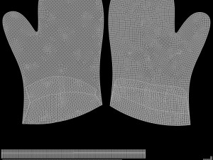White Oven Mitten - kitchen linen gloves potholders Modelo 3D
