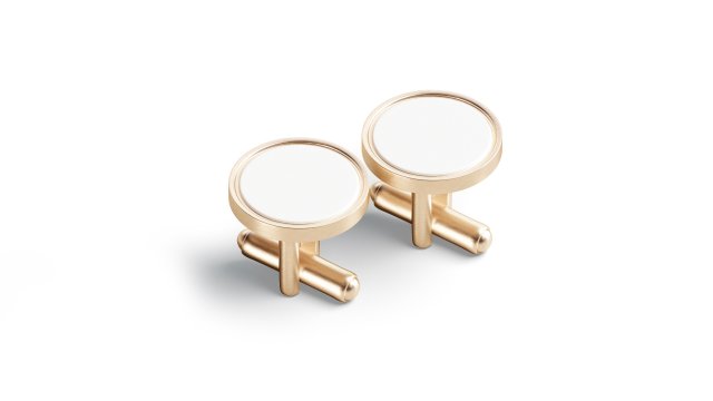 Gold Cufflinks - round classic cuff link pin 3D 模型 .c4d .max .obj .3ds .fbx .stl .blend 