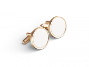Gold Cufflinks - round classic cuff link pin 3D 模型