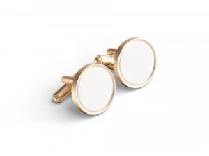 Gold Cufflinks - round classic cuff link pin 3D Model