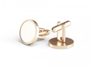Gold Cufflinks - round classic cuff link pin 3D Model