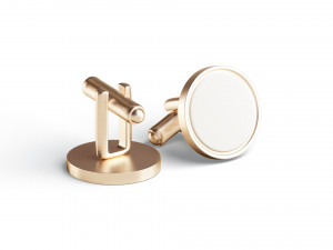 Gold Cufflinks - round classic cuff link pin 3D 模型