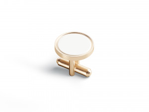 Gold Cufflinks - round classic cuff link pin 3D 模型